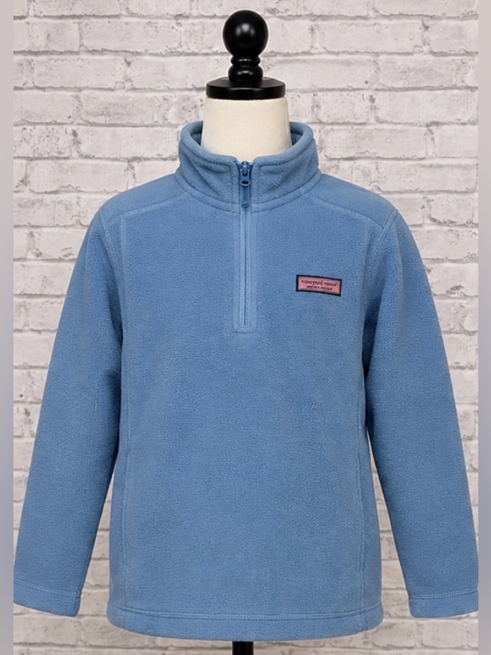 Vineyard Vines Boys Quarter Zip Fleece Pullover Youth Small Blue Whale Logo